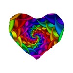 Psychedelic Rainbow Spiral Standard 16  Premium Flano Heart Shape Cushion 