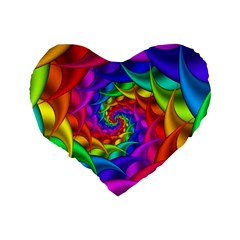 Psychedelic Rainbow Spiral Standard 16  Premium Flano Heart Shape Cushion  from ArtsNow.com Back