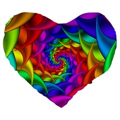 Psychedelic Rainbow Spiral Large 19  Premium Flano Heart Shape Cushion from ArtsNow.com Front