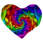 Psychedelic Rainbow Spiral Large 19  Premium Flano Heart Shape Cushion