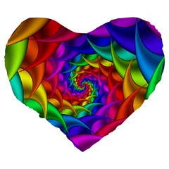 Psychedelic Rainbow Spiral Large 19  Premium Flano Heart Shape Cushion from ArtsNow.com Back