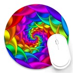 Psychedelic Rainbow Spiral Round Mousepad