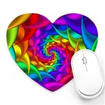 Psychedelic Rainbow Spiral Heart Mousepad