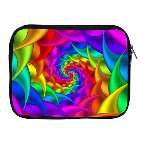 Psychedelic Rainbow Spiral Apple iPad 2/3/4 Zipper Case from ArtsNow.com Front