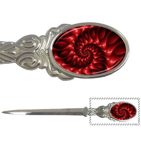 Red Glossy Fractal Spiral Letter Opener from ArtsNow.com Front