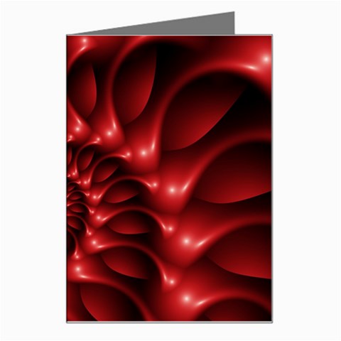 Red Glossy Fractal Spiral Greeting Card from ArtsNow.com Left