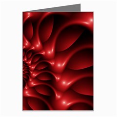 Red Glossy Fractal Spiral Greeting Card from ArtsNow.com Left