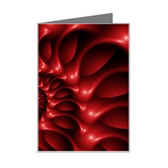 Red Glossy Fractal Spiral Mini Greeting Card from ArtsNow.com Left