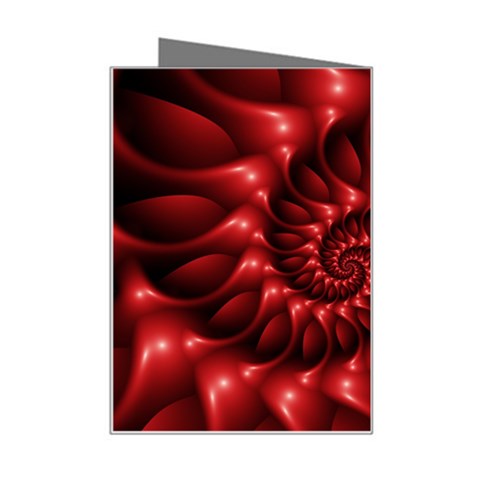 Red Glossy Fractal Spiral Mini Greeting Card from ArtsNow.com Right