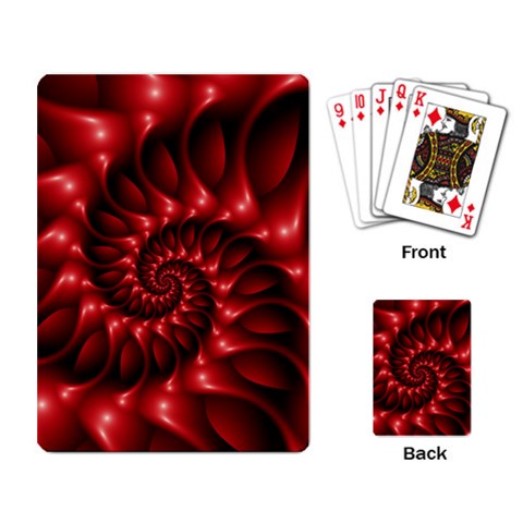 Red Glossy Fractal Spiral Playing Cards Single Design from ArtsNow.com Back