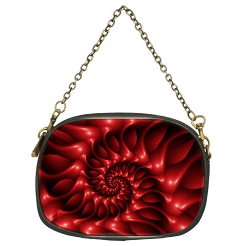 Red Glossy Fractal Spiral Chain Purse (One Side) from ArtsNow.com Front