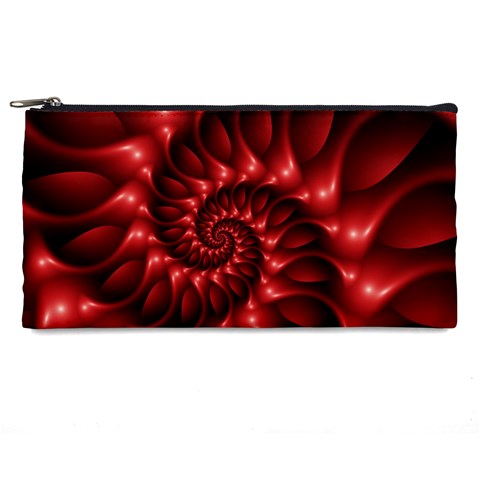 Red Glossy Fractal Spiral Pencil Case from ArtsNow.com Front