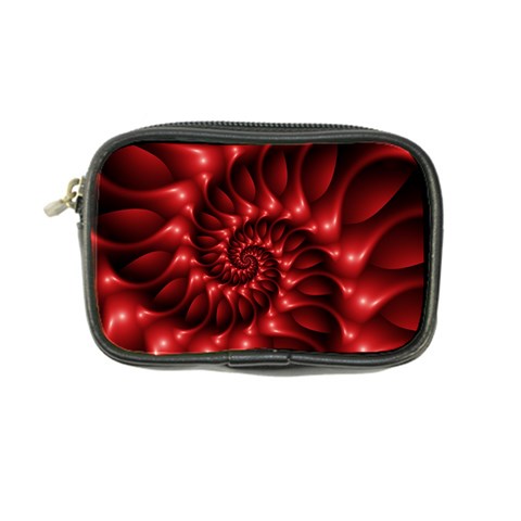 Red Glossy Fractal Spiral Coin Purse from ArtsNow.com Front