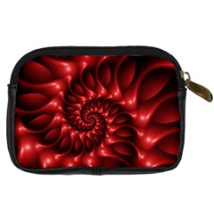 Red Glossy Fractal Spiral Digital Camera Leather Case from ArtsNow.com Back