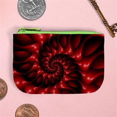 Red Glossy Fractal Spiral Mini Coin Purse from ArtsNow.com Front