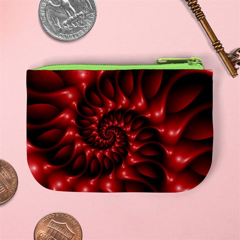 Red Glossy Fractal Spiral Mini Coin Purse from ArtsNow.com Back