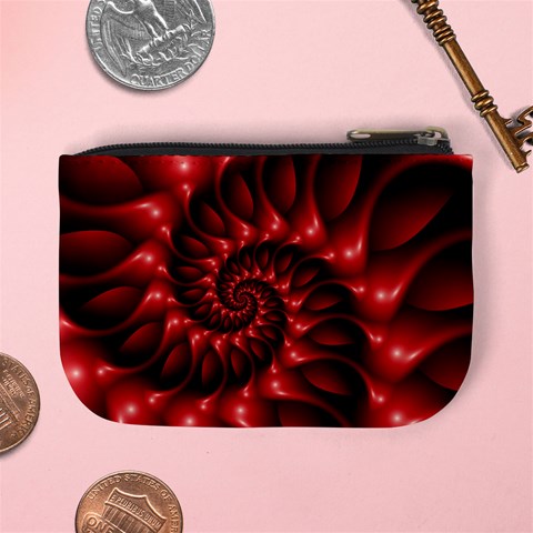 Red Glossy Fractal Spiral Mini Coin Purse from ArtsNow.com Back