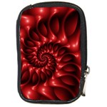 Red Glossy Fractal Spiral Compact Camera Leather Case