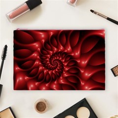 Red Glossy Fractal Spiral Cosmetic Bag (Large) from ArtsNow.com Front