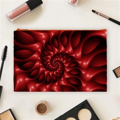 Red Glossy Fractal Spiral Cosmetic Bag (Large) from ArtsNow.com Front