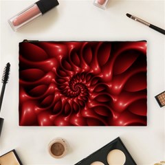 Red Glossy Fractal Spiral Cosmetic Bag (Large) from ArtsNow.com Front