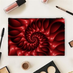 Red Glossy Fractal Spiral Cosmetic Bag (Large) from ArtsNow.com Back