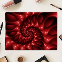 Red Glossy Fractal Spiral Cosmetic Bag (XL) from ArtsNow.com Front