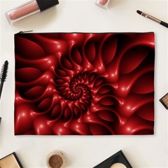 Red Glossy Fractal Spiral Cosmetic Bag (XL) from ArtsNow.com Front