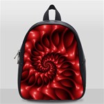 Red Glossy Fractal Spiral School Bag (Small)