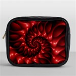 Red Glossy Fractal Spiral Mini Toiletries Bag (One Side)