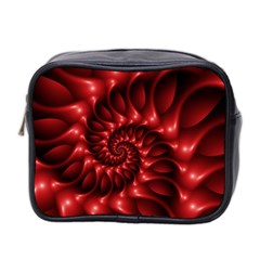 Red Glossy Fractal Spiral Mini Toiletries Bag (Two Sides) from ArtsNow.com Front