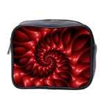 Red Glossy Fractal Spiral Mini Toiletries Bag (Two Sides)