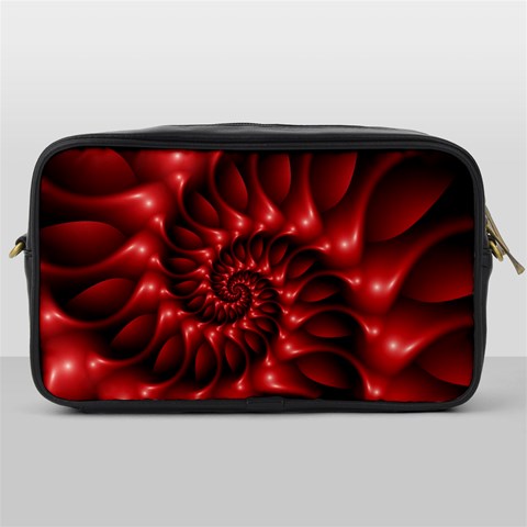 Red Glossy Fractal Spiral Toiletries Bag (One Side) from ArtsNow.com Front