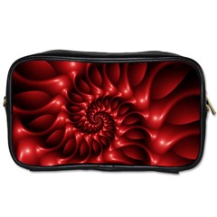 Red Glossy Fractal Spiral Toiletries Bag (Two Sides) from ArtsNow.com Front