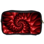 Red Glossy Fractal Spiral Toiletries Bag (Two Sides)