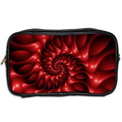 Red Glossy Fractal Spiral Toiletries Bag (Two Sides) from ArtsNow.com Back