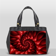 Red Glossy Fractal Spiral Oversize Office Handbag (2 Sides) from ArtsNow.com Front