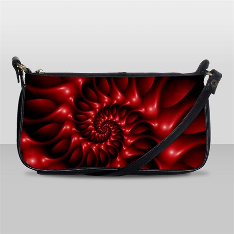 Red Glossy Fractal Spiral Shoulder Clutch Bag from ArtsNow.com Front