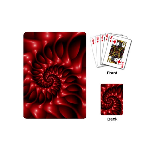 Red Glossy Fractal Spiral Playing Cards (Mini) from ArtsNow.com Back