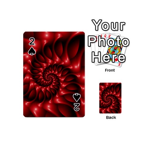 Red Glossy Fractal Spiral Playing Cards 54 (Mini) from ArtsNow.com Front - Spade2