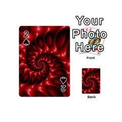 Red Glossy Fractal Spiral Playing Cards 54 (Mini) from ArtsNow.com Front - Spade2