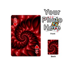 Red Glossy Fractal Spiral Playing Cards 54 (Mini) from ArtsNow.com Front - Heart2