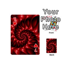 Red Glossy Fractal Spiral Playing Cards 54 (Mini) from ArtsNow.com Front - Heart7