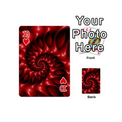 Red Glossy Fractal Spiral Playing Cards 54 (Mini) from ArtsNow.com Front - Heart10