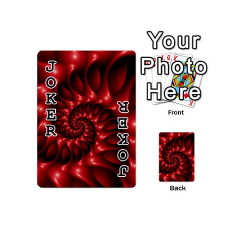 Red Glossy Fractal Spiral Playing Cards 54 (Mini) from ArtsNow.com Front - Joker1