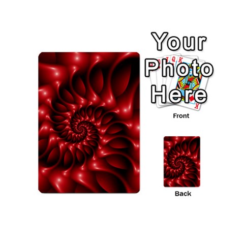 Red Glossy Fractal Spiral Playing Cards 54 (Mini) from ArtsNow.com Back