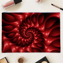 Red Glossy Fractal Spiral Cosmetic Bag (XXL) from ArtsNow.com Front