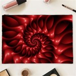 Red Glossy Fractal Spiral Cosmetic Bag (XXL)