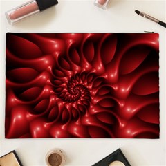 Red Glossy Fractal Spiral Cosmetic Bag (XXL) from ArtsNow.com Back