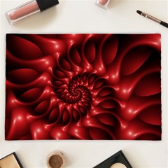 Red Glossy Fractal Spiral Cosmetic Bag (XXL) from ArtsNow.com Back